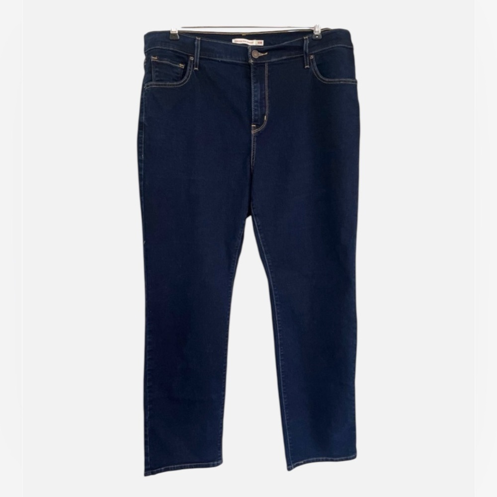 Levi's women's High Rise Straight Denim Jeans STRECH dark blue size 16W